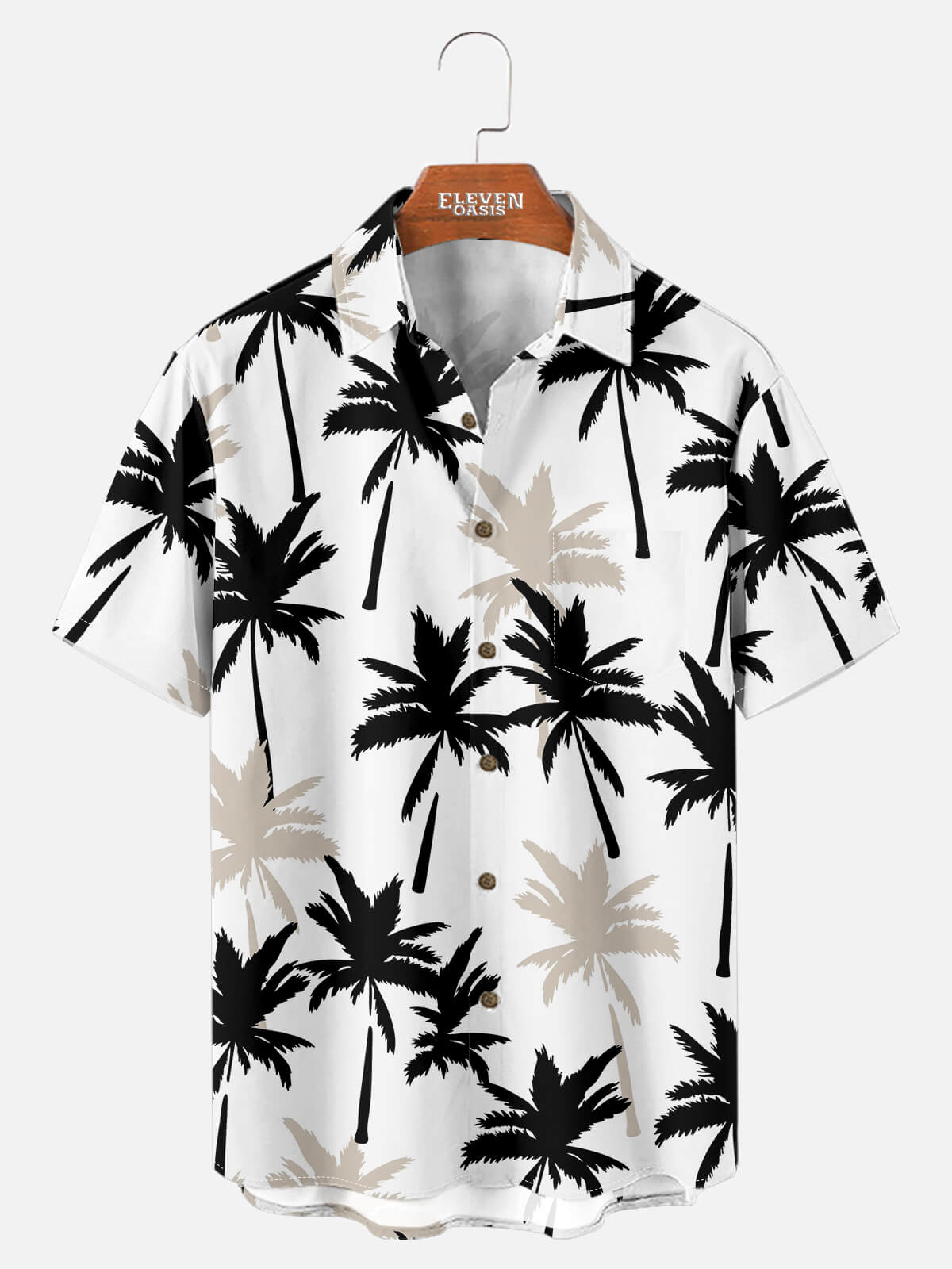 Men's Tropical Palm Print Short Sleeve Shirt Eleven Oasis