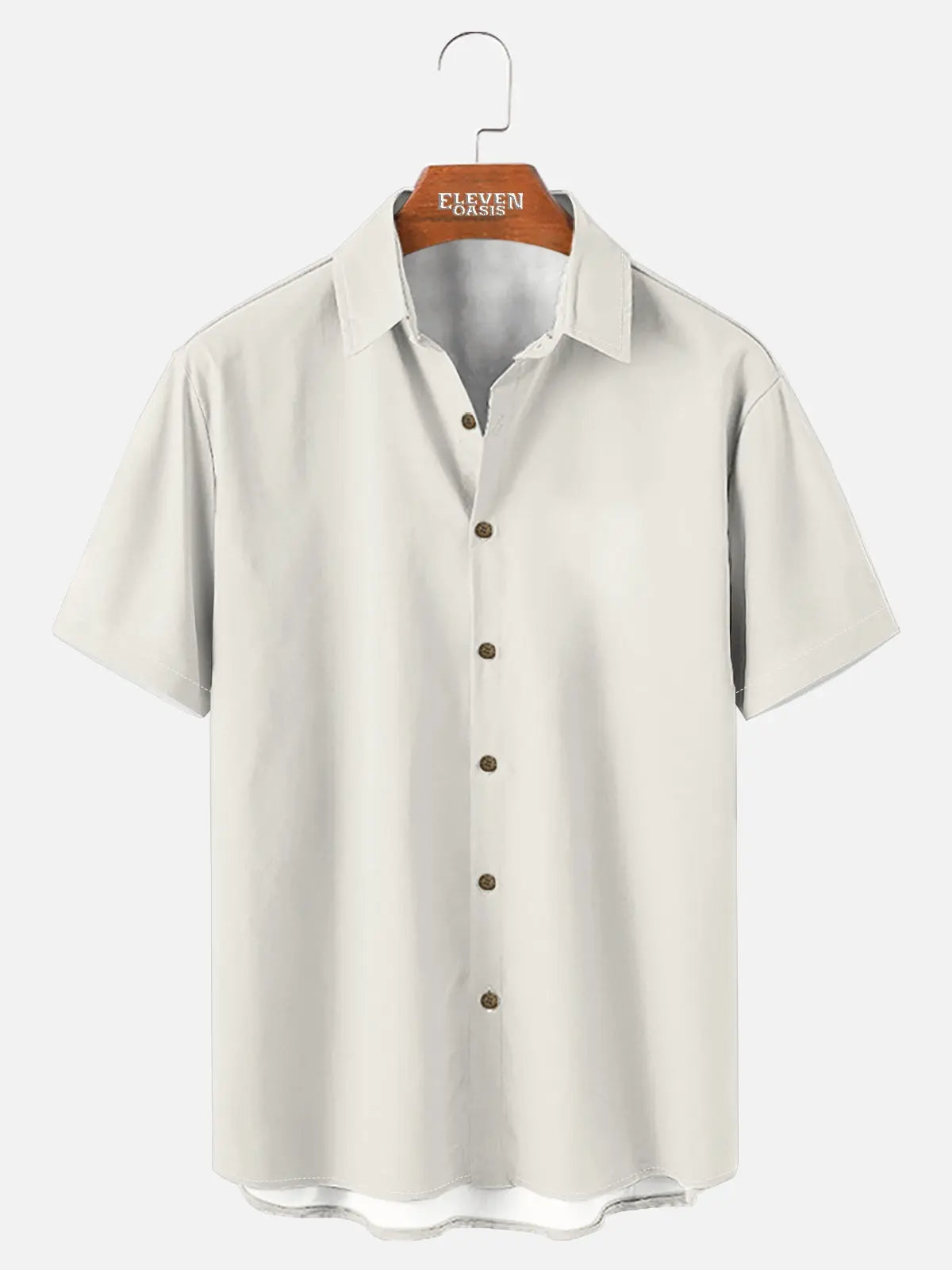 Tall Men's Casual Linen-Feel Printed Solid Color Button Short Sleeve Shirt ElevenOasis