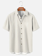 Tall Men's Casual Linen-Feel Printed Solid Color Button Short Sleeve Shirt ElevenOasis