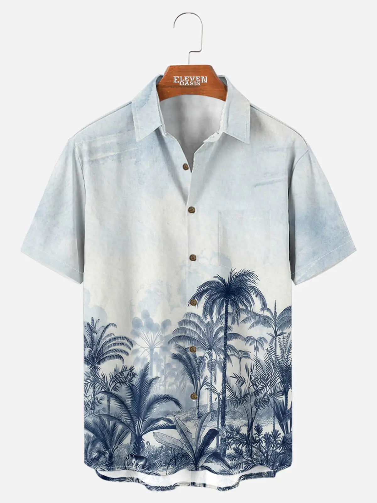 Tall Men's Blue Oasis Short Sleeve Shirt Eleven Oasis
