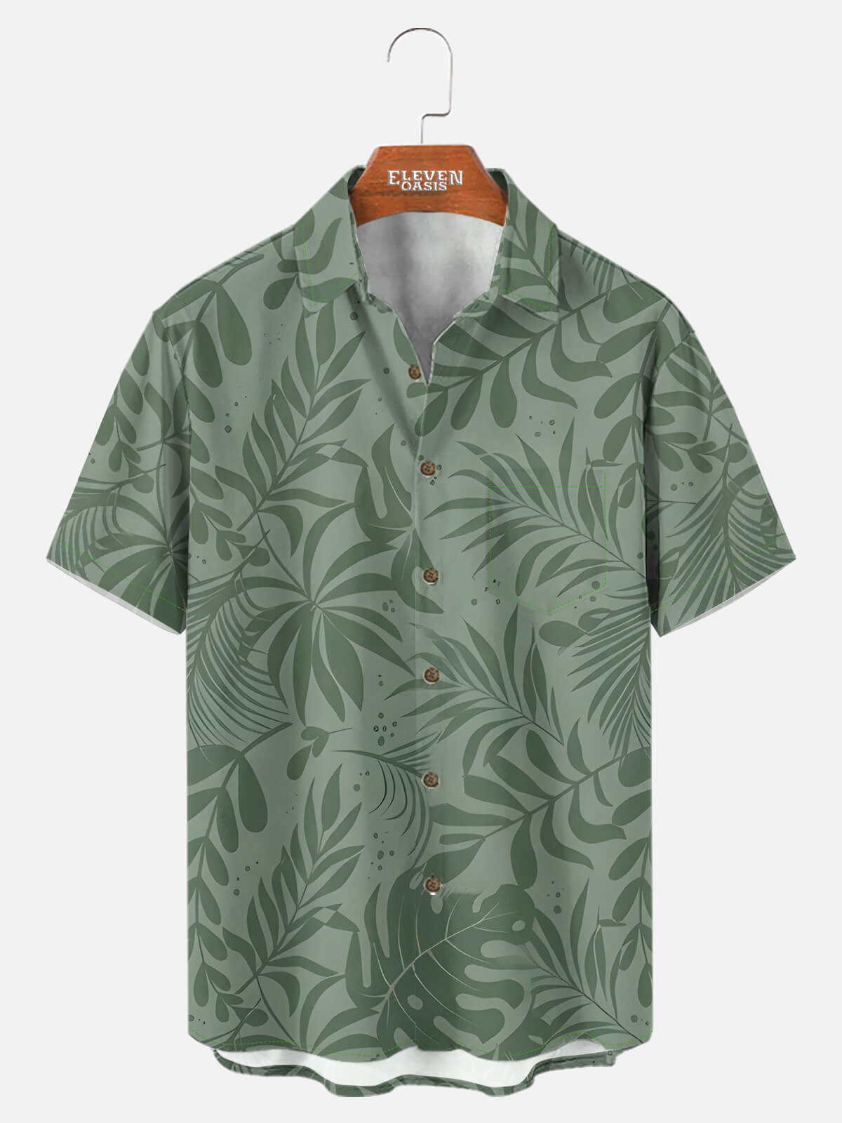 Men's Tropical Leaf Pattern Short Sleeve Shirt Eleven Oasis
