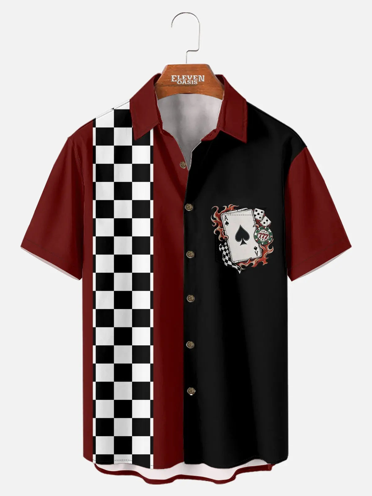 Tall Men's High Roller Racing Short Sleeve Shirt Eleven Oasis
