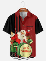 Tall Men's Rockin' Santa Merry Christmas Short Sleeve Shirt Eleven Oasis