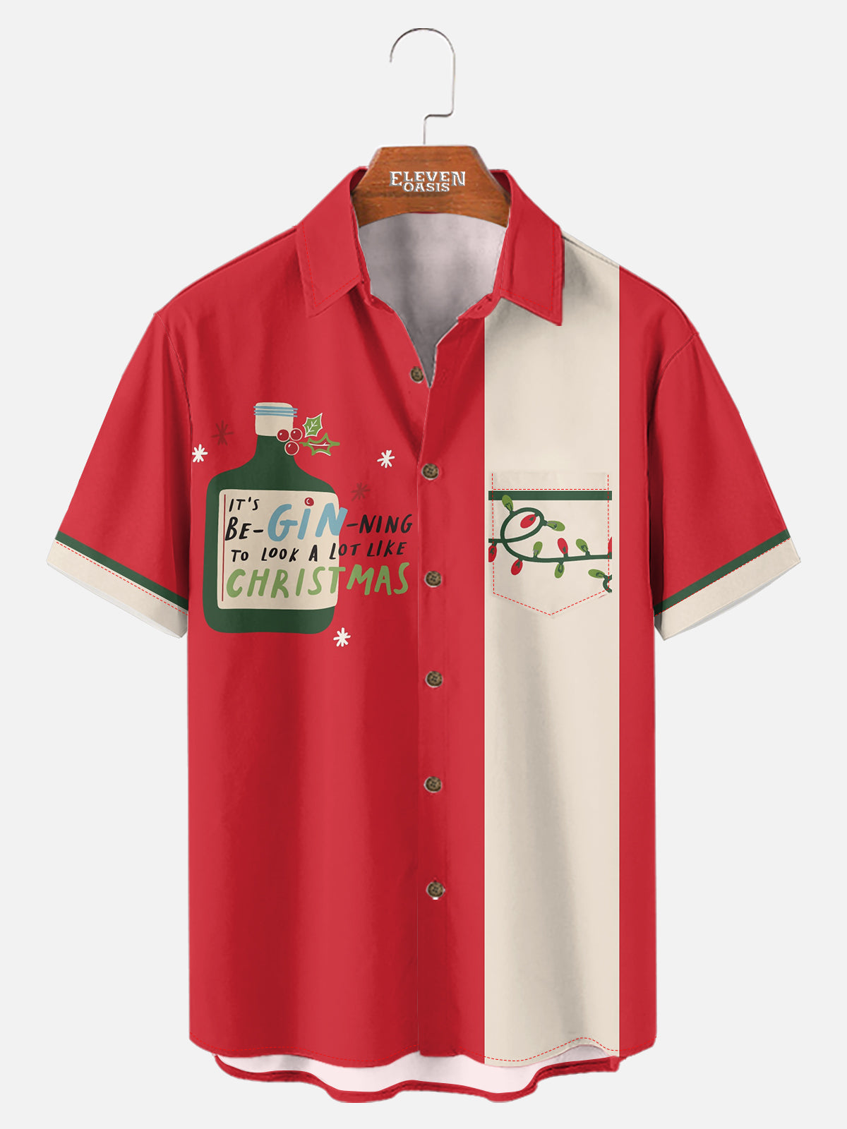 Tall Men's Be-Gin-ning to Look a Lot Like Christmas Short Sleeve Shirt Eleven Oasis