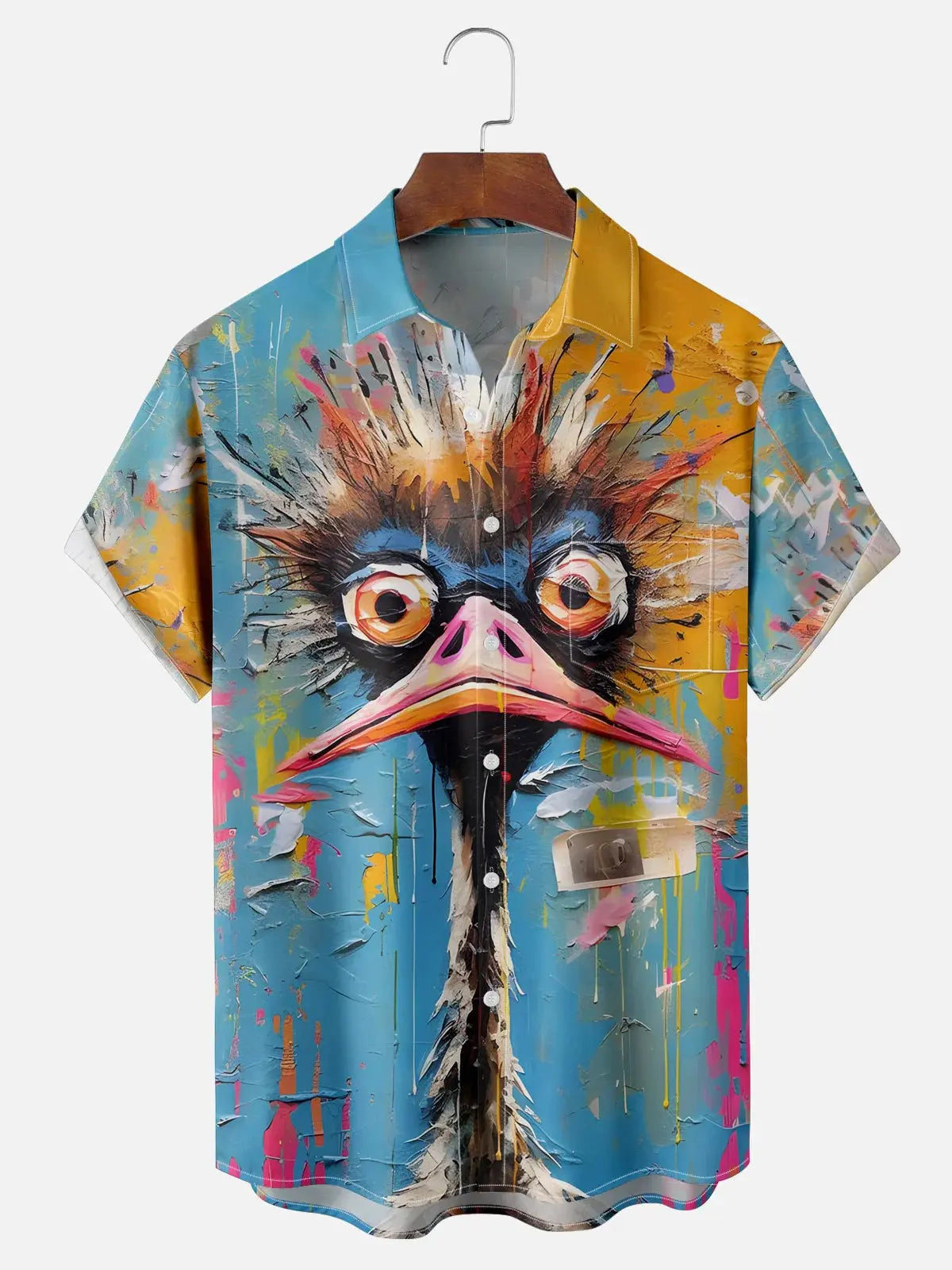 Men's Funny Ostrich Bird Short Sleeve Casual ShirtMens short sleeve shirts Big and tall Mens shirts Short sleeve shirts for men Mens 4xl shirts Casual short sleeve shirts