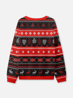 Men's Black & Red Modern Reindeer Ugly Christmas Sweater Eleven Oasis