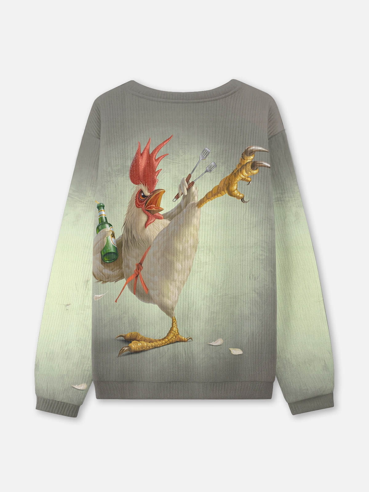 Grilling Kungfu Rooster Crew Neck Sweatshirt Eleven Oasis