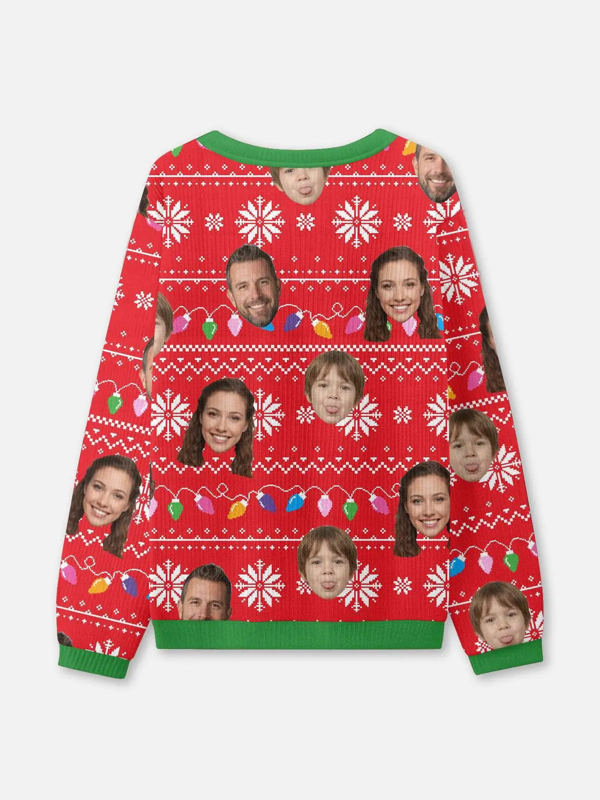 Customizable Face Christmas Lights Ugly Christmas Sweater ElevenOasis