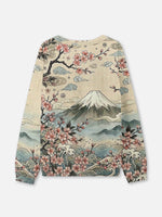 Japanese Cherry Blossom Mountain Crew Neck Sweatshirt Eleven Oasis