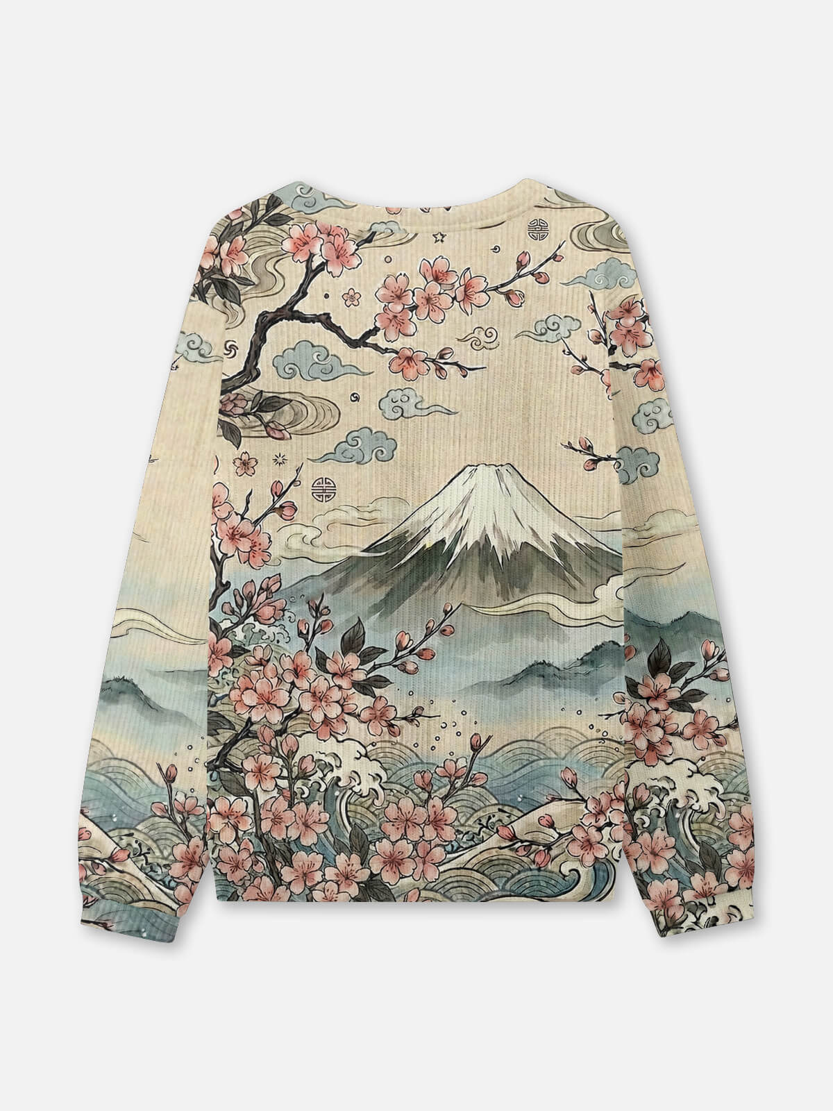 Japanese Cherry Blossom Mountain Crew Neck Sweatshirt Eleven Oasis