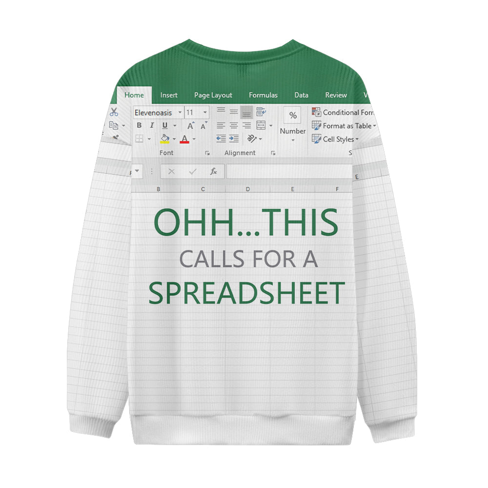 Men's Excel This Call for Spreadsheet Top Navigation Sweatshirt Eleven Oasis