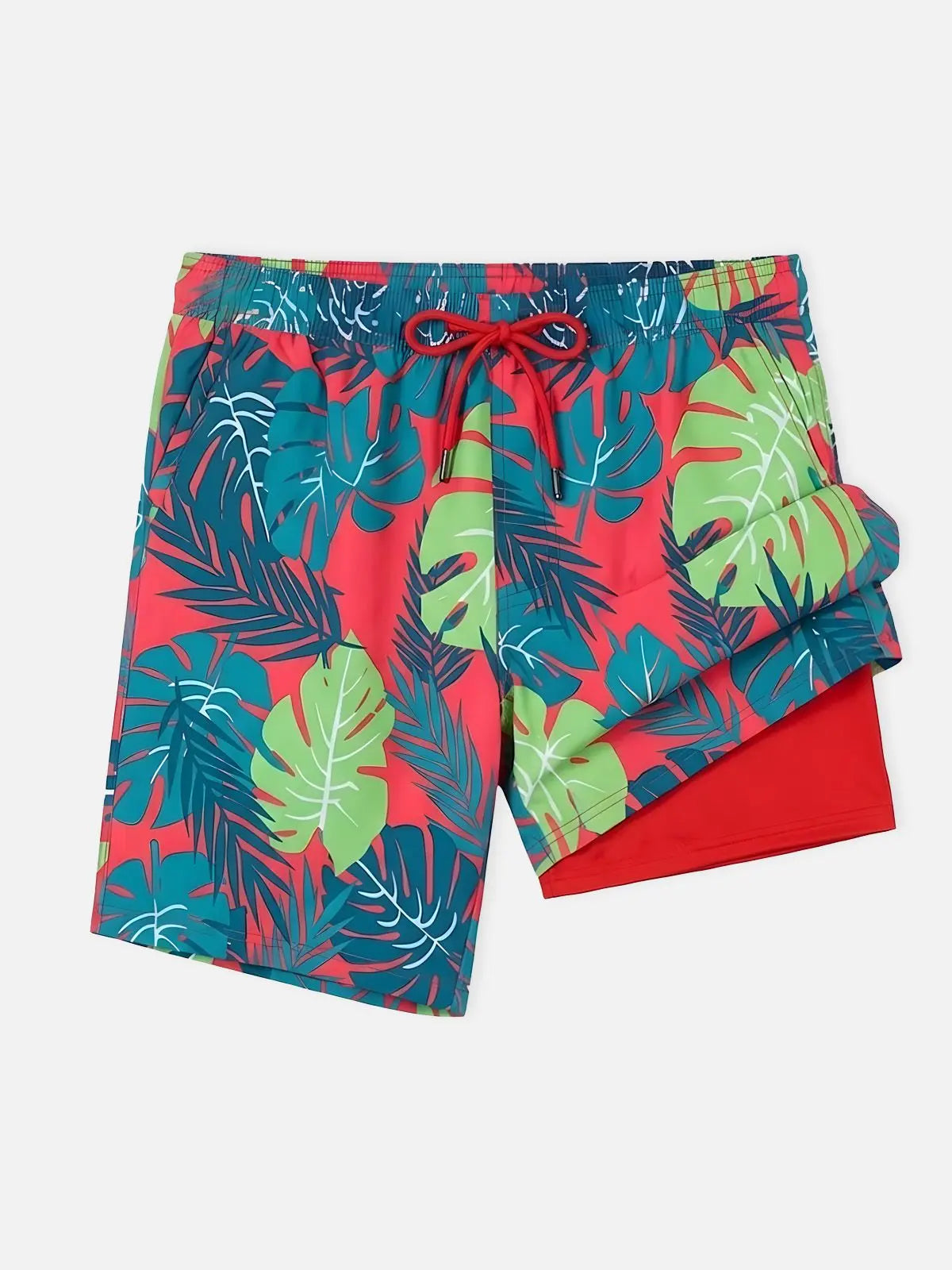 Men's Slim Fit Tropical Print Swim Trunks Eleven Oasis