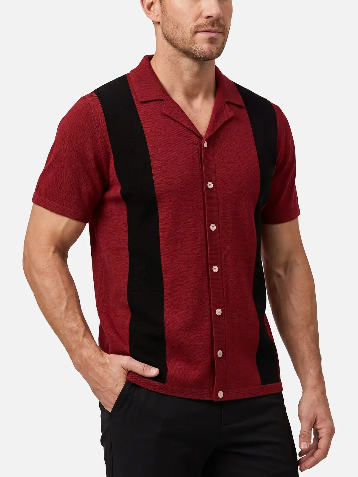 Men's Contrast Side Panel Short Sleeve Knit Shirt Eleven Oasis