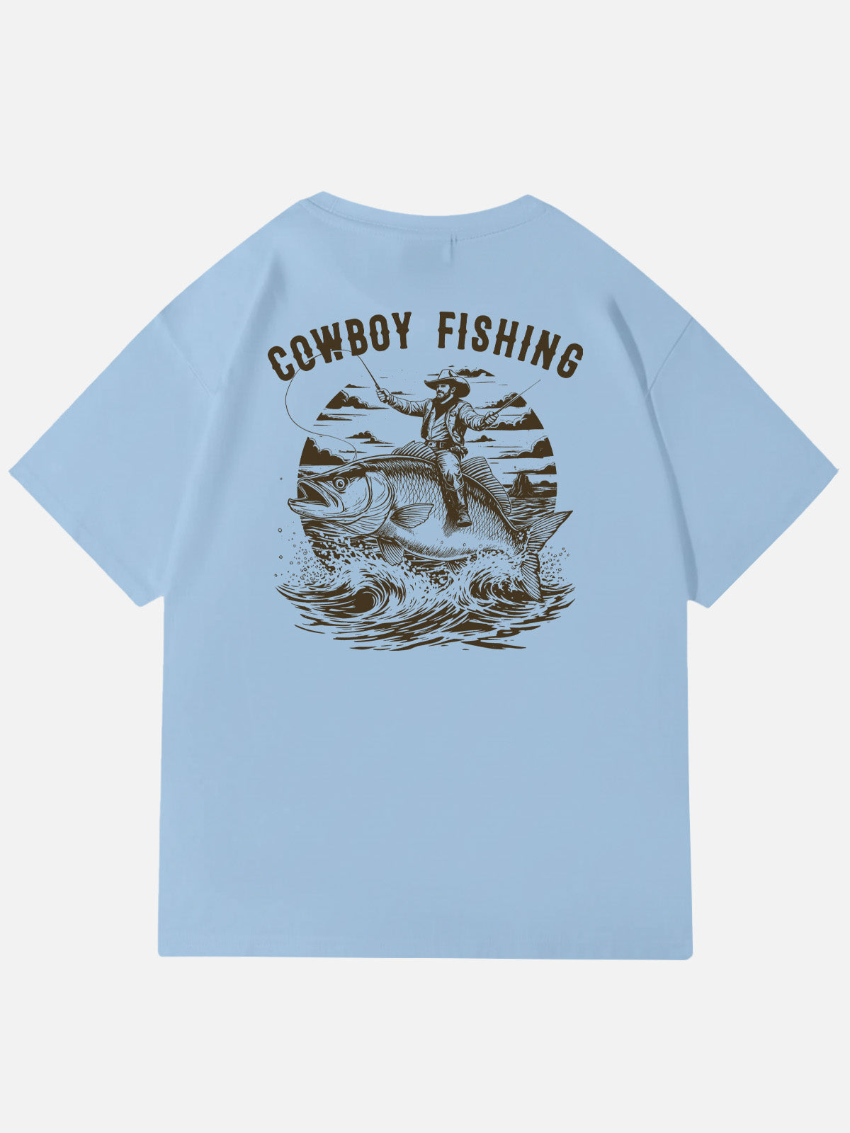 Cowboy Fishing Novelty Cotton T-Shirt Eleven Oasis