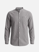 Men's Slim Fit Vertical Stripe Mandarin Collar Long Sleeve Shirt Eleven Oasis