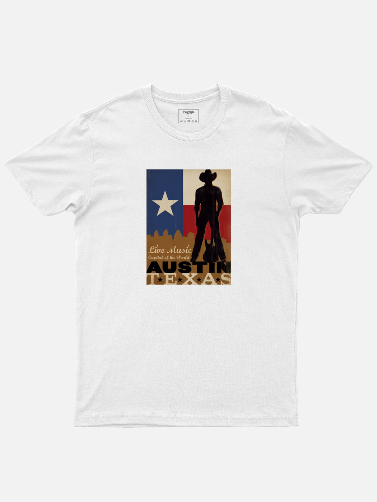 Austin Texas Live Music Cotton T-Shirt Eleven Oasis