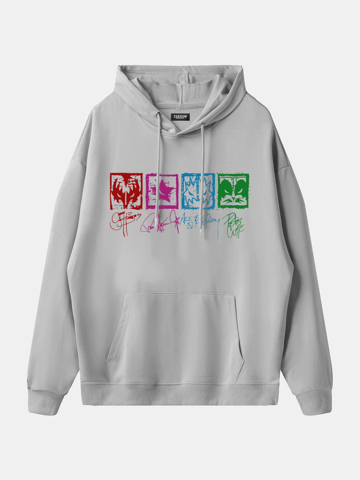 KISS Band Member Faces Vintage Graphic Hoodie Eleven Oasis