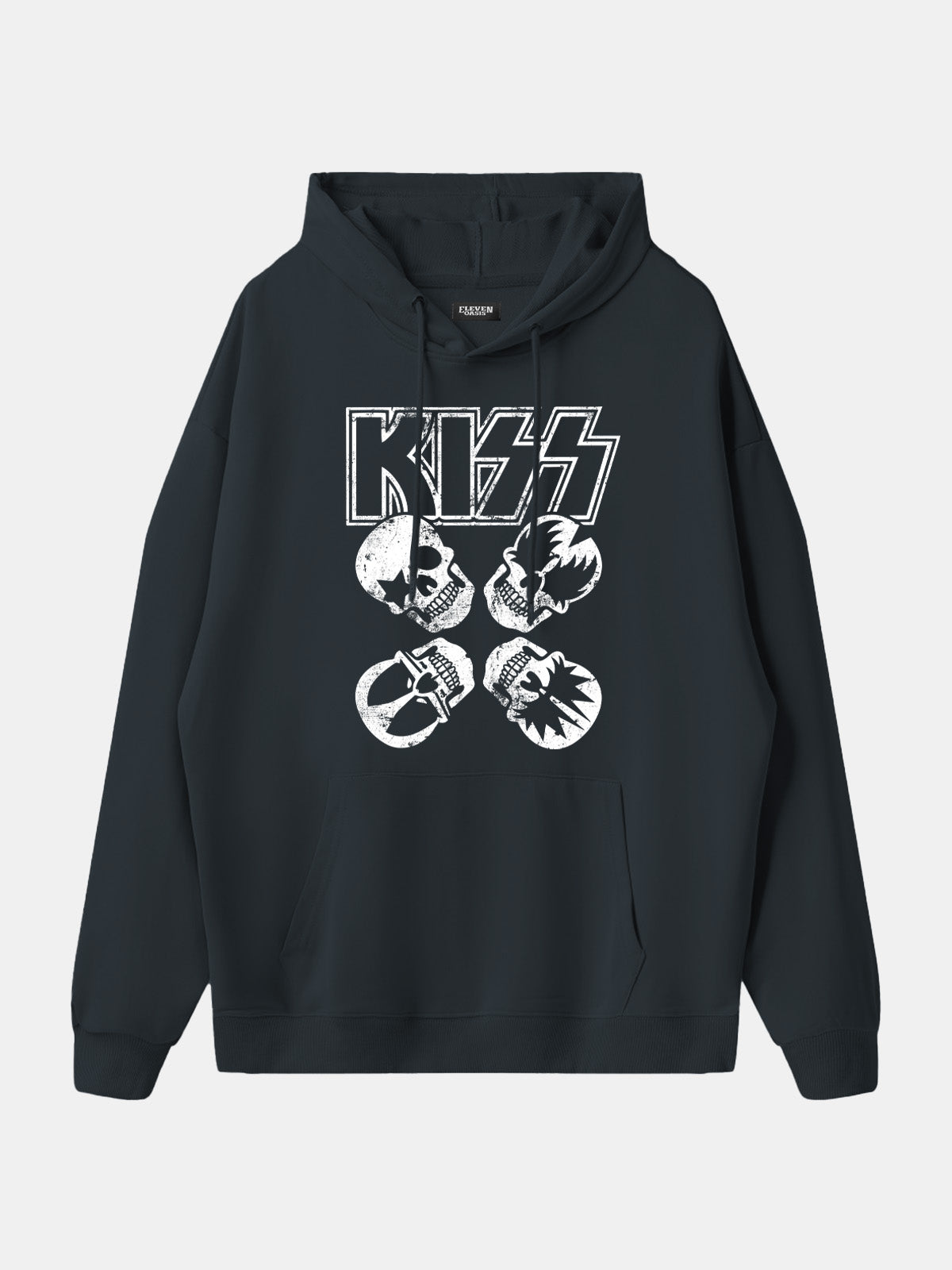 KISS Logo Band Faces Graphic Hoodie Eleven Oasis