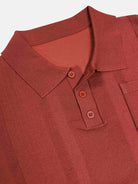 Men's Retro Ribbed Knit Short Sleeve Polo Shirt Eleven Oasis