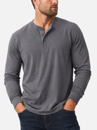 Men's Classic Henley Slim Fit Long Sleeve Shirt Eleven Oasis