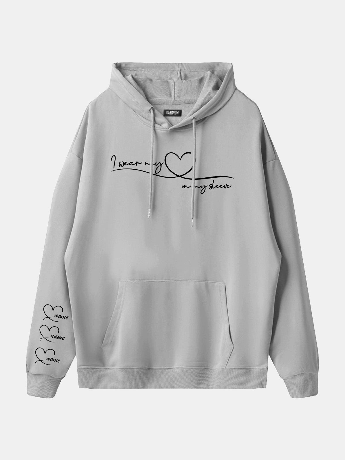 Custom Heart Sleeve Hoodie Eleven Oasis