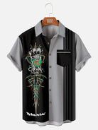 Tall Men's Rat Fink Pinstripe Racing Panel Short Sleeve Shirt Eleven Oasis