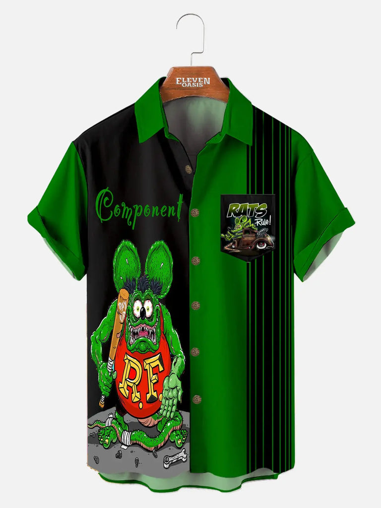 Rat Fink x Car Anime Series Short Sleeve Shirt Eleven Oasis