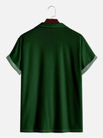 Men's Fall Weather Block Color Knitted Short Sleeve Shirt Shirt ElevenOasis