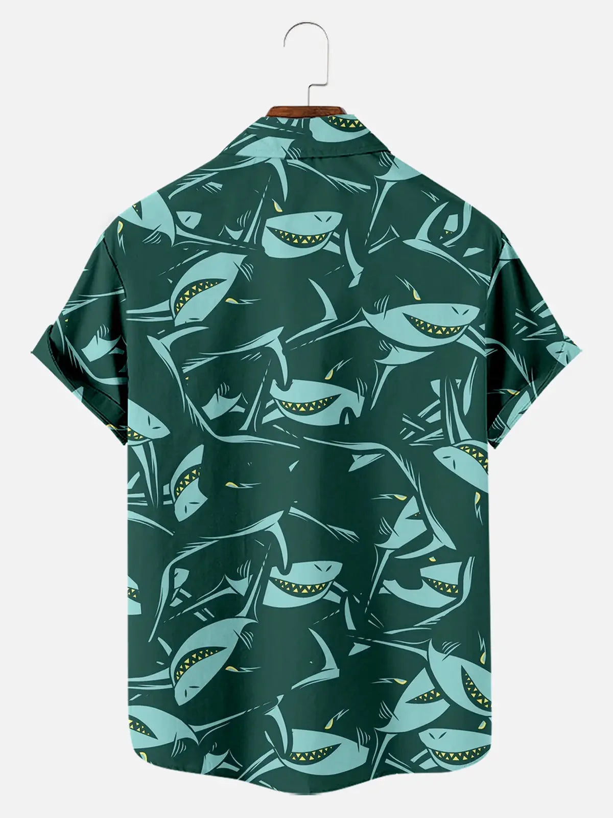 Hawaiian Deep Sea Shark Pattern Men's Short Sleeve Top ElevenOasis