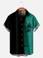 Hawaii Men's Gradient Coconut Tree Print Casual Breathable Short Sleeve Shirt ElevenOasis