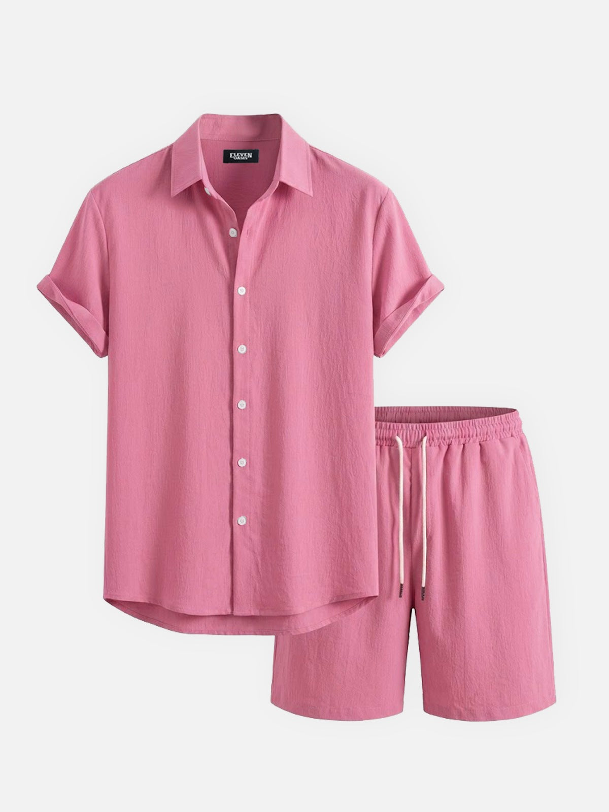 Men's Casual Textured Slim Fit Short Sleeve Shirt and Shorts Set Eleven Oasis