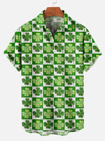 Men's St. Patrick's Checkered Clovers Short Sleeve ShirtMens short sleeve shirts Big and tall Mens shirts Short sleeve shirts for men Mens 4xl shirts Casual short sleeve shirts