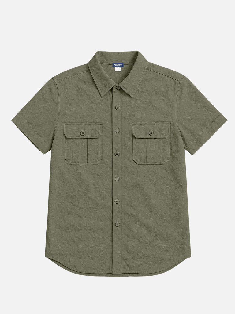 Men's Linen Blend Dual Pocket Short Sleeve Shirt Eleven Oasis