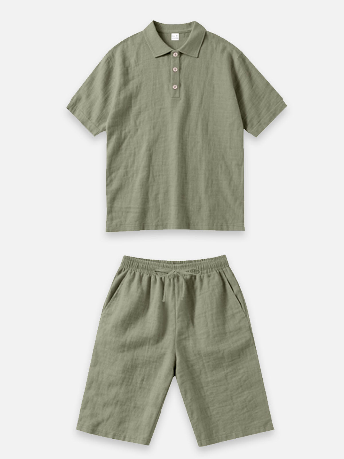 Men's Linen Blend Polo Short Set Eleven Oasis