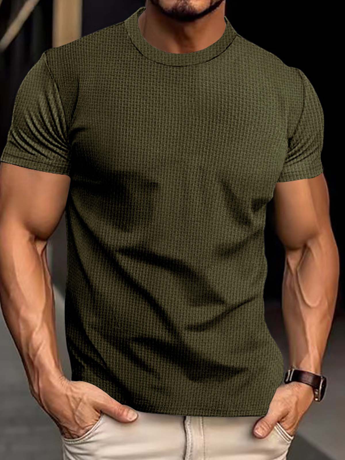 Men's Textured Jacquard Crew Neck T-Shirt ElevenOasis