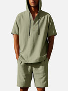 Men's Linen Blend Hooded Short Set Eleven Oasis