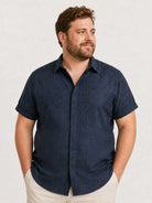 Men's Linen Cotton Blend Short Sleeve Shirt ElevenOasis