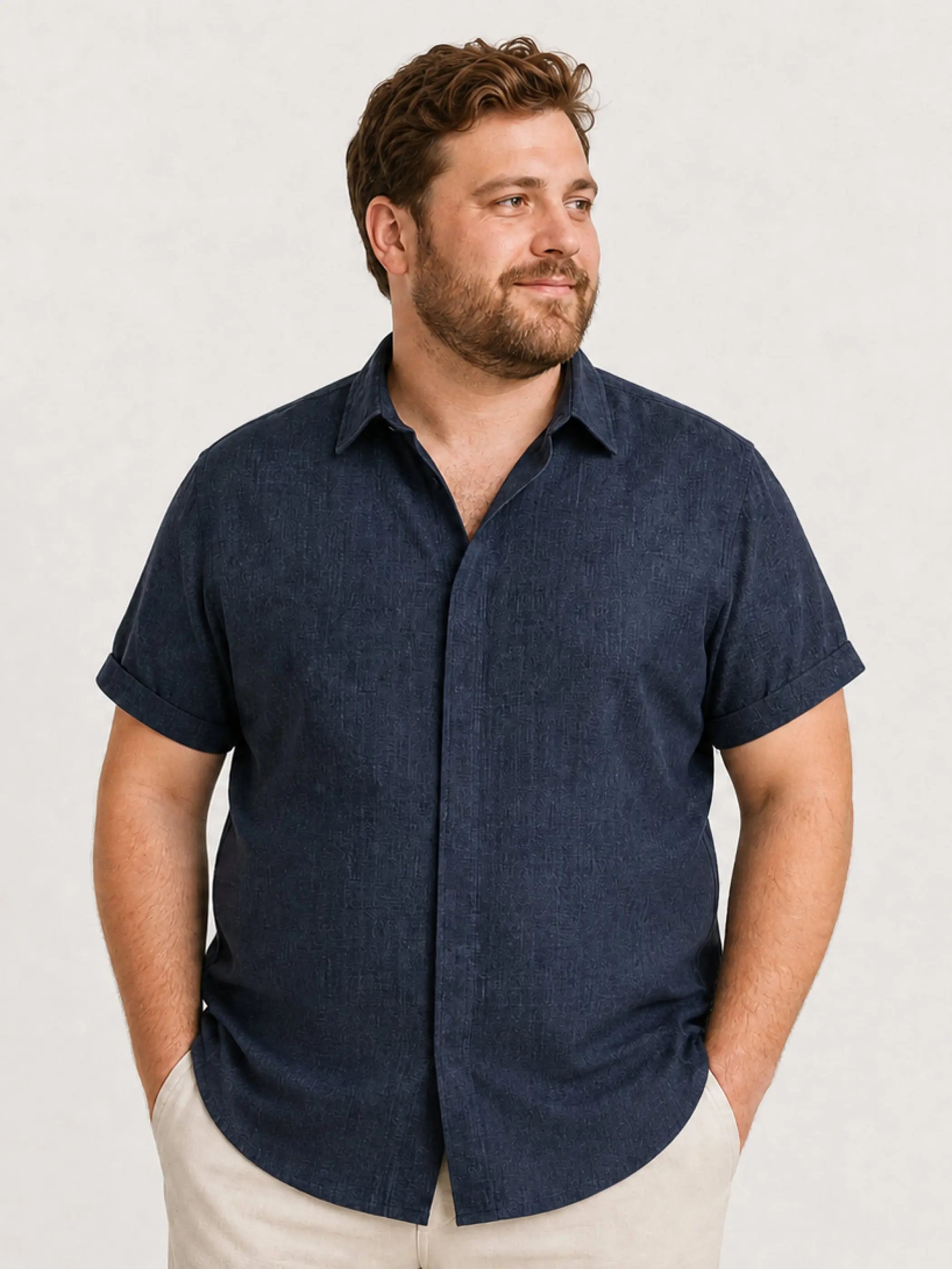 Men's Linen Cotton Blend Short Sleeve Shirt ElevenOasis