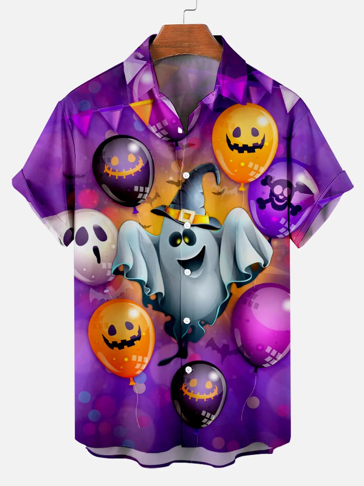 Halloween Spooky Balloon Party Short Sleeve ShirtMens short sleeve shirts Big and tall Mens shirts Short sleeve shirts for men Mens 4xl shirts Casual short sleeve shirts