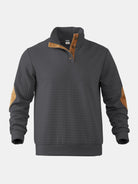 Men's Quilted Elbow Patch Mock Neck Pullover ElevenOasis