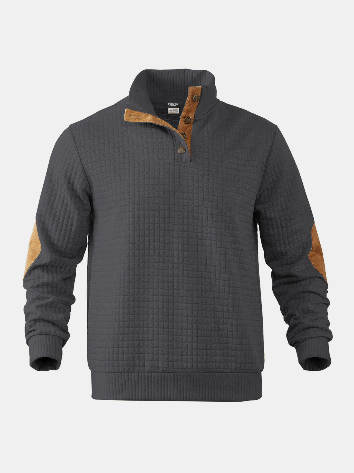 Men's Quilted Elbow Patch Mock Neck Pullover Eleven Oasis