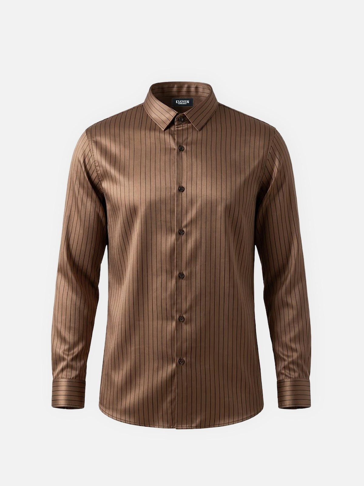 Men's Classic Pinstripe Stretch Slim Fit Long Sleeve Shirt Eleven Oasis