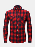 Men's Plaid Button-Down Long Sleeve Shirt Eleven Oasis