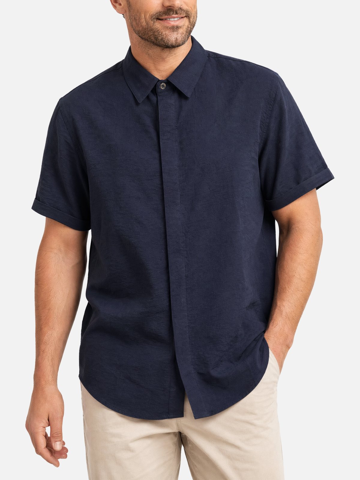 Tall Men's Classic Short Sleeve Spread Collar Shirt Eleven Oasis
