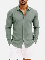 Men's Linen Cotton Blend Long Sleeve Shirt Eleven Oasis