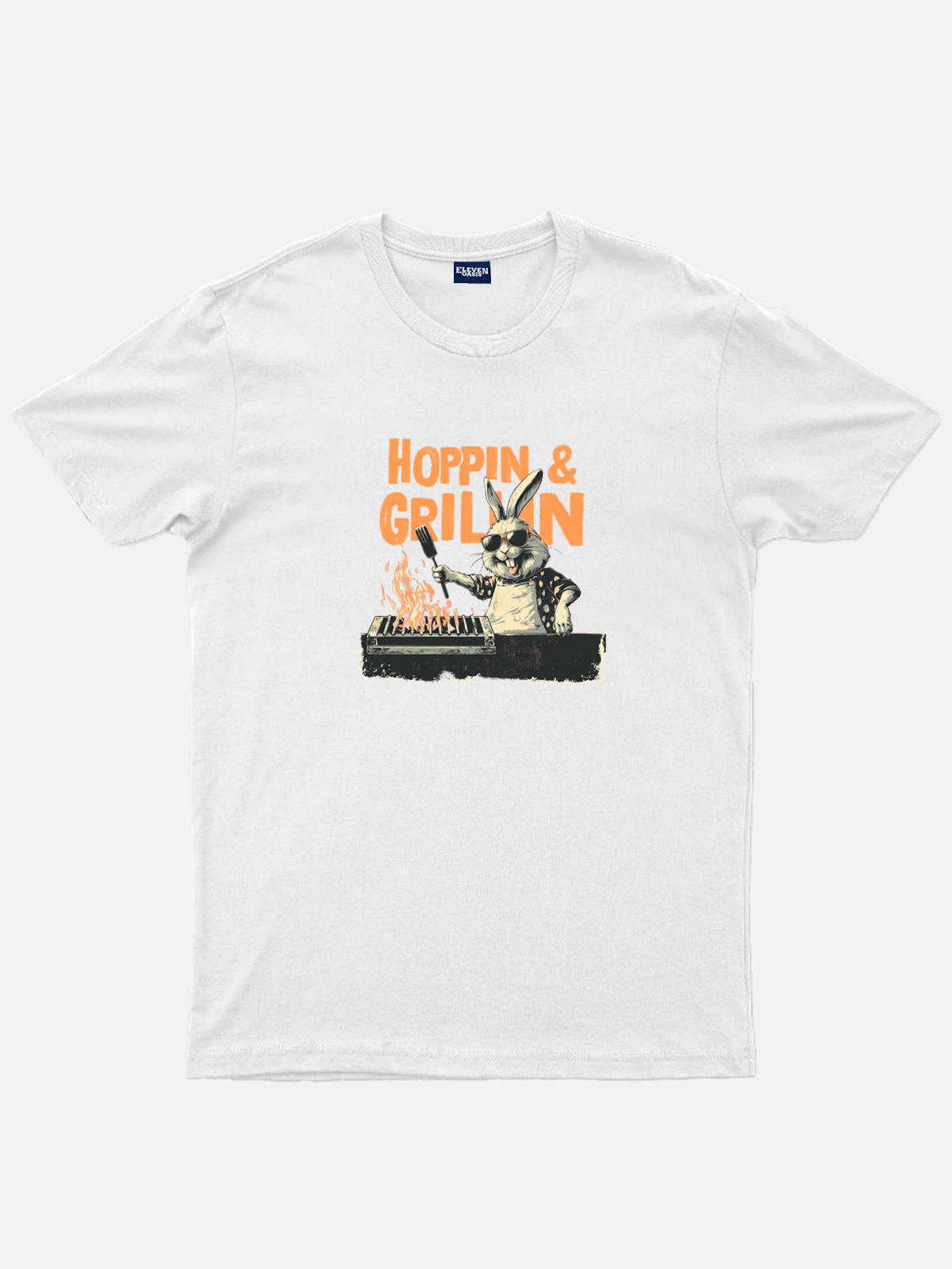 Easter Bunny Hoppin & Grillin Cotton T-Shirt Eleven Oasis