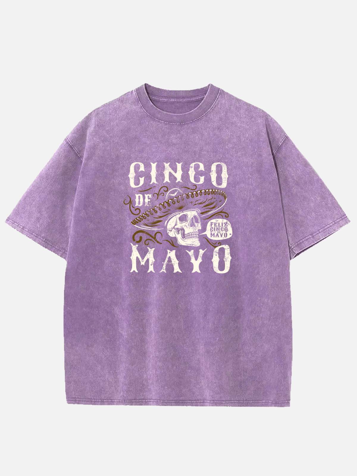 Men’s Cinco de Mayo Cotton Round Neck Short Sleeve T - Shirt Sombrero Skull  Feliz Cinco de Mayo Eleven Oasis
