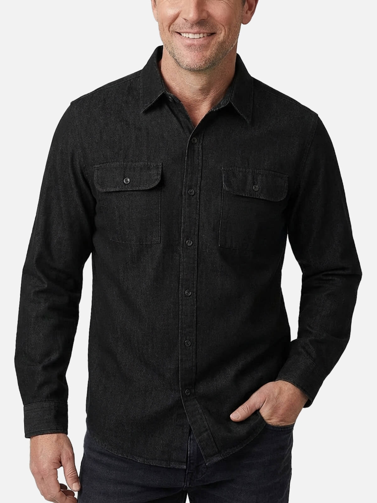 Men's Classic Denim Utility Long Sleeve Shirt Eleven Oasis