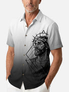 Men's Jesus Crown of Thorns Geometric Short Sleeve Shirt Eleven Oasis