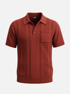 Men's Retro Ribbed Knit Short Sleeve Polo Shirt Eleven Oasis